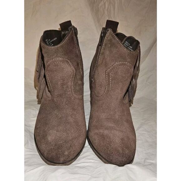 Steve Madden Boots Womens 6.5 Brown Cian Fringe Ankle Bootie Suede Side Zip - Picture 6 of 10